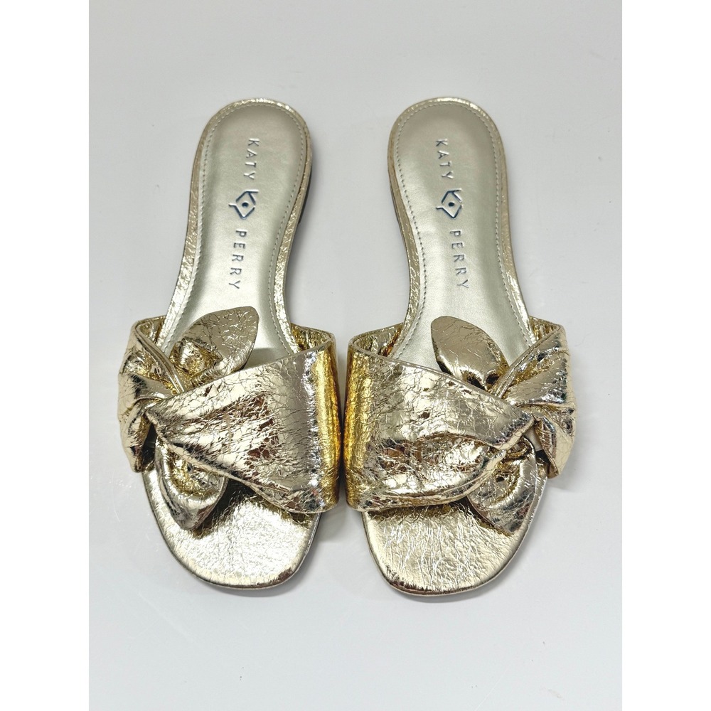 Katy Perry The Halie Bow Flat Sandal Gold 8.5M / 38.5 Slip On